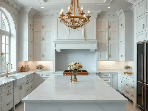 Luxury kitchen with marble countertops